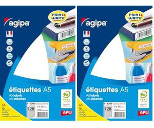 Etui A5 2048 étiquettes blanches 6 * 33.5 (Lot de 2)