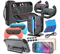 Étui Accessoires pour Nintendo Switch 2(2025), Kits 20-EN-1: Etui de Transport, Station de Recharge & Poignées pour Joy Con, Volants pour Mario Kart, Coque de Protection pour Switch 2 Manette &Console