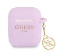 Étui AirPods 1 Guess en silicone avec breloque, collection 4G, violet