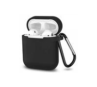 Etui AirPods Coque Silicone Noir Compatible avec Apple Airpods 1 & 2 - Protection Anti Rayure Anti Choc Bouchon Anti Poussiere et Mousqueton []