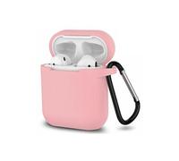 Etui AirPods Coque Silicone Rose Compatible avec Apple Airpods 1 & 2 - Protection Anti Rayure Anti Choc Bouchon Anti Poussiere et Mousqueton []
