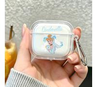 Étui AirPods Disney Cendrillon Portrait Floral Mignon Transparent Anti-choc avec Porte-clés Compatible avec AirPods 1/2/3/4 et Pro/Pro 2ème Génération Convient pour Nouveaux AirPods Pro 3 Cadeaux de N