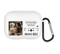 Étui AirPods personnalisé pour Apple AirPods Pro 2nd 2022, Housse de Protection Style Musique avec Votre Texte et Votre Photo, étui Cadeau personnalisé avec Porte-clés (Blanc)
