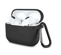 Etui AirPods Pro Coque Silicone Noir Compatible avec Apple Airpods Pro - Protection Anti Rayure Anti Choc Bouchon Anti Poussiere et Mousqueton []