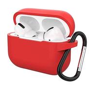 Etui AirPods Pro Coque Silicone Rouge Compatible avec Apple Airpods Pro - Protection Anti Rayure Anti Choc Bouchon Anti Poussiere et Mousqueton []