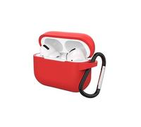 Etui AirPods Pro Coque Silicone Rouge Compatible avec Airpods Pro - Protection Anti Rayure Anti Choc Bouchon Anti Poussiere et Mousqueton