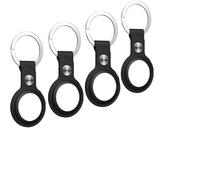 Étui Airtag Avec Porte-Clés En Cuir Pu, Paquet De 4 Le Noir