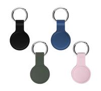 Etui Airtag Porte irtag Apple 4 Pack Protection Etanche IPX8 Silicone Souple Anti-Rayures Traceur GPS Porte Clef Airtag Accessoire pour Clés Bagages Animaux Rose Vert Bleu Marine Noir