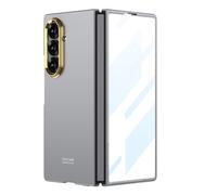 Étui antichoc en polycarbonate pour Samsung Galaxy Z Fold7 - Cadre d'objectif en métal électroplaqué + Protection d'écran intégrée, gris