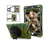Étui Antichoc pour iPad Air/iPad 5, Coque Housse Robuste à Rotation de 360 ° Résistant aux Chocs avec Béquille Dragonne Bandoulière Réglable pour Apple iPad Air/iPad 5 (Vert foncé)