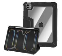 Akashi Étui Antichoc pour iPad Pro 11 2024 Clapet Support Coins Renforcés Noir