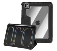Akashi Étui Antichoc pour iPad Pro 11 2024 Clapet Support Coins Renforcés Noir