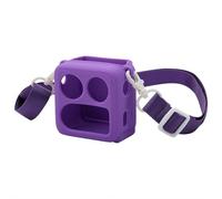 Étui antidérapant en silicone pour Yoto Mini - Housse de protection antichoc avec rangement pour cartes et bandoulière, étui étanche pour lecteur audio pour enfants, accès complet aux ports (Violet)