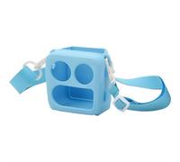 Étui antidérapant en silicone pour Yoto Mini - Housse de protection antichoc avec rangement pour cartes et bandoulière, étui étanche pour lecteur audio pour enfants, accès complet aux ports (Bleu)