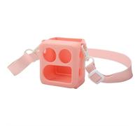 Étui antidérapant en silicone pour Yoto Mini - Housse de protection antichoc avec rangement pour cartes et bandoulière, étui étanche pour lecteur audio pour enfants, accès complet aux ports (rose)