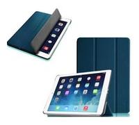 Etui Apple iPad Air 2 (iPad 6) (Wifi/4G/LTE) Smartcover pliable bleu Cuir Style avec stand - Housse coque de protection nouvel Apple iPad Air 6 bleue - accessoires tablette pochette XEPTIO : Exception