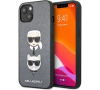 Etui argenté par Karl Lagerfeld - Hardcase Backcover - iPhone 13 Pro Max - Karl & Choupette Heads