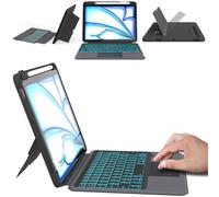 Étui avec clavier amovible pour iPad Air 11" (M3/M2, 2025/2024)/Air 5 /Air 4/Pro 11" (4/3/2/1 Gen) - Pavé tactile intelligent, Rétroéclairage 7 couleurs, Français AZERTY, Réveil/veille automatique