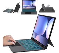 Étui avec clavier amovible rétroéclairé 7 couleurs avec pavé tactile intelligent pour Samsung Galaxy Tab S9 Ultra/S8 Ultra/S10 Ultra 14,6" - Fonction veille/réveil automatique avec porte-stylet - Noir