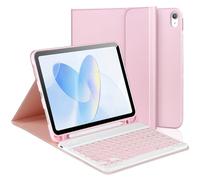 Étui avec clavier Bluetooth amovible avec porte-crayon et visualisation multi-angle, disposition britannique (11/10,9"), rose pour iPad A16 11{^>e<^} génération 2025 et 10{^>e<^} génération 2022