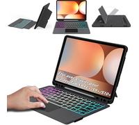 Étui avec Clavier détachable pour Samsung Galaxy Tab S9 FE+/S9+/S10+ 12,4 Pouces : Français AZERTY, Clavier rétroéclairé 3 Zones 7 Couleurs DIY avec pavé Tactile & Support De Stylet