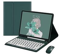 Étui avec clavier et souris pour iPad 6, iPad 5, Air, 2 Pro 9,7", clavier circulaire, couleurs bonbon, clavier amovible, iPad 6e et 5e génération (iPad 5/iPad6/Air2/Pro 9,7, vert foncé)