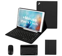 Étui avec clavier et souris pour iPad Pro 9,7" avec clavier et souris pour iPad 2018 (6e génération)/2017 (5e génération), étui clavier avec souris pour iPad Pro/Air 2/1 2016, housse de clavier sans