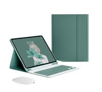 Étui avec clavier fin et léger avec porte-crayon pour iPad Pro 13" M5, M4/Air 13"/Pro 12,9" 6e 5e 4e 3e génération, souris et clavier Bluetooth magnétique sans fil amovible, vert nuit