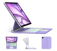 Étui avec clavier magique pour iPad Air 11" (M3 2025, M2 2024) et iPad Pro 11" (4e/3e/2e/1ère génération), iPad Air 5e/4e génération avec clavier, support cantilever flottant, pavé tactile multi-touch