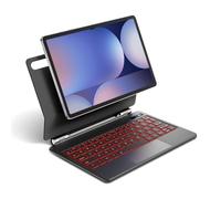 Étui avec clavier magnétique pour Samsung Galaxy Tab S10+/S9+/S9 FE+/S8+/S7+/S7 FE 12,4", 7 couleurs rétroéclairées sans fil Bluetooth, support cantilever flottant, pavé tactile multipoint, écran LED