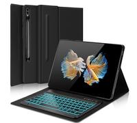 Étui avec clavier pour Galaxy Tab S10 Ultra/S9 Ultra/S8 Ultra 14,6" rétroéclairé 7 couleurs, clavier Bluetooth sans fil magnétique amovible, étui de protection fin avec porte-stylo, mise en veille