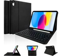 Étui Avec Clavier Pour Ipad 10e Génération 10,9"" 2022 (A2696/A2757/A2777), Coque De Protection Fine Avec Clavier Bluetooth Sans Fil Amovible Et Porte-Crayon Pour Ipad 10e Génération, Noir