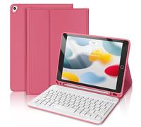 Étui avec clavier pour iPad 9{^>e<^} génération 2021 10,2", clavier amovible rechargeable sans fil pour iPad 8e/7e génération, étui portefeuille fin avec porte-crayon pour iPad Pro 10,5"/iPad Air 3e