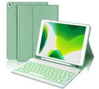Étui avec clavier pour iPad 9{^>e<^} génération 2021 10,2", housse de clavier folio avec porte-crayon, clavier sans fil amovible avec rétroéclairage 7 couleurs pour iPad 8e/7e génération/iPad Pro 10,5