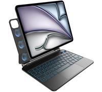 Étui avec clavier pour iPad Air 11" M2 2024, iPad Air 5e/4e génération et iPad Pro 11" 4e/3e/2e/1ère génération, rétroéclairage 7 couleurs, pavé tactile multi-touch, design magnétique flottant