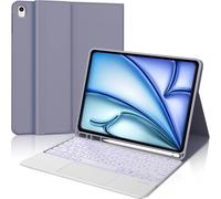 Étui avec clavier pour iPad Air 11" (M3/M2) 2025/2024, étui clavier pour iPad Air 5/4 gen et Pro 11 4/3/2/1 Gen, 7 couleurs éclairées, Bluetooth magnétique, disposition QWERTZ (pavé tactile lavande)