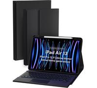 Etui Avec Clavier Pour Ipad Air 13 2025(M3)/2024(M2), Ipad Pro 3e/4e/5e/6e Génération 12,9 Pouces, Bluetooth Sans Fil Rétroéclairé Folio Clavier Amovible Avec Trackpad Multi-Tactile, Azerty[Z185]