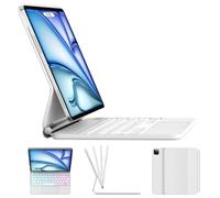 Étui avec clavier pour iPad Air 13 (M4 2026/M3 2025/M2 2024) et iPad Pro 12,9" 6e/5e/4e/3e génération, clavier magnétique rétroéclairé de style magique avec pavé tactile multi-touch, support