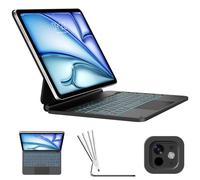 Étui avec clavier pour iPad Air 13 (M4 2026/M3 2025/M2 2024) et iPad Pro 12,9" 6e/5e/4e/3e génération, clavier magnétique rétroéclairé de style magique avec pavé tactile multi-touch, support
