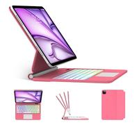 Étui avec clavier pour iPad Air 13" (M4/M3/M2, 2026/2025/2024) et iPad Pro 12,9" (6e/5e/4e/3e génération), support cantilever flottant facile à régler, rétroéclairage arc-en-ciel, pavé tactile