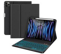 Étui avec clavier pour iPad Pro 12,9" compatible avec iPad 12,9" 2022/2021/2020 (6e/5e/4e génération) avec porte-crayon, étui portefeuille intelligent avec clavier sans fil rétroéclairé amovible 7
