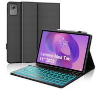 Étui avec clavier pour Lenovo Idea Tab 11" 2025, clavier magnétique amovible sans fil rétroéclairé 7 couleurs, étui folio en similicuir avec porte-stylo pour Lenovo Idea Tab 11" modèles 2025 (TB-336ZU