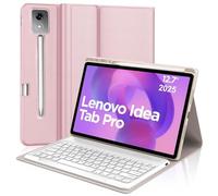 Étui avec clavier pour Lenovo Idea Tab Pro 12,7" 2025, clavier magnétique amovible, étui portefeuille en cuir PU, batterie rechargeable, porte-stylo, angles de vue réglables, touches de veille/réveil