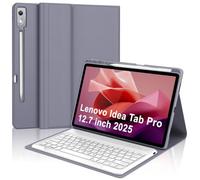 Étui avec clavier pour Lenovo Idea Tab Pro 12,7" 2025, violet lavande | Clavier sans fil magnétique fin et amovible, étui folio en cuir PU avec porte-stylo, mise en veille/réveil automatique