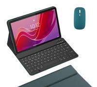 Étui avec clavier pour Lenovo Tab M11 11" (TB330FU/TB330XU), disposition Ñ espagnole, housse fine en polyuréthane avec clavier sans fil magnétique amovible, tablette et souris, vert foncé