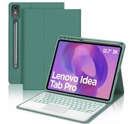 Étui avec clavier pour Lenovo Tab Pro 12,7" 2025, clavier Bluetooth sans fil, magnétique, amovible, rétroéclairé 7 couleurs, étui folio en cuir synthétique avec porte-crayon, pavé tactile multi-touch