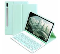 Étui avec Clavier pour Samsung Galaxy Tab S10 FE Plus 12,4" (SM-X620/X626B), Clavier Bluetooth Amovible, Coque de Protection avec Support S Pen(Green)