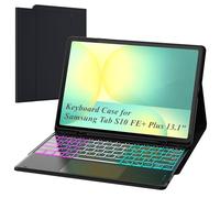 Étui avec clavier pour Samsung Galaxy Tab S10 FE+ Plus 13,1" 2025 : mode DEX en un clic, rétroéclairage arc-en-ciel, pavé tactile multi-touch, étui à rabat avec support pour stylo S, 2 canaux sans fil