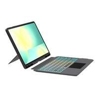 Étui avec clavier pour Samsung Galaxy Tab S10 FE+ Plus 2025 13" : clavier rétroéclairé arc-en-ciel avec pavé tactile intelligent | Housse de clavier magnétique amovible avec porte-stylet S-Pen, noir