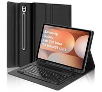Étui avec clavier pour Samsung Galaxy Tab S10 Ultra / S9 Ultra / S8 Ultra 14,6" - Clavier Bluetooth sans fil magnétique amovible - Étui de protection fin avec porte-stylo S - Mise en veille/réveil